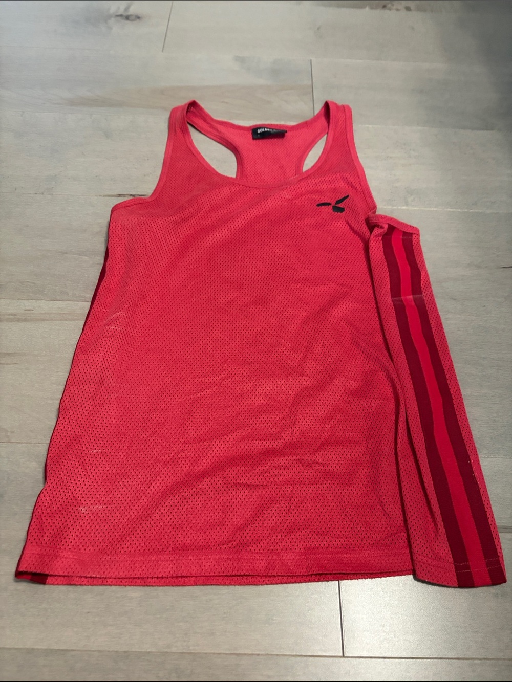 TNA Like New Red Racerback Mesh Tank Top with Contrast Stripe